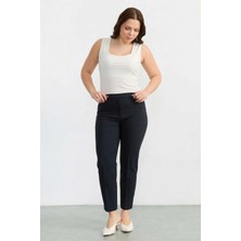 Selen Büyük Beden Spor Cep Paçası Yırtmaçlı Pantolon  /  Lacivert