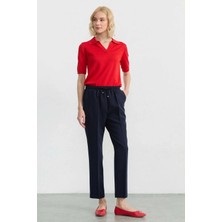 Selen Beli Bağlamalı Beli Lastikli Pantolon  /  Lacivert