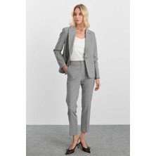 Selen Yan Cep Boru Paça Kazayağı Desen Pantolon  /  Antrasit