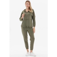 Selen Paçası Lastikli Jogger Pantolon  /  Haki
