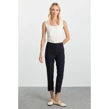 Selen Paçası Fermuarlı Arkası Uzun Pantolon  /  Lacivert