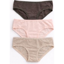 Demirsa Boutique Kadın Modal Bikini Külot 3’lü Set Koyu Ten Somon Kahve
