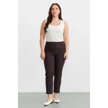 Selen Büyük Beden Spor Cep Paçası Yırtmaçlı Pantolon  /  Kahve