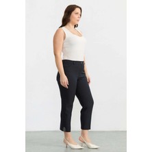 Selen Büyük Beden Paçası Taşlı Spor Cep Pantolon  /  Lacivert