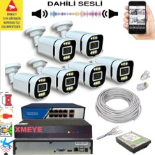 Bises 6 Lı Yapay Zeka Destekli 5 Mp Görüntü Poe Bağlantılı Sesli 6 Warm LED Gece Renkli Ip Kamera Seti 4386WS