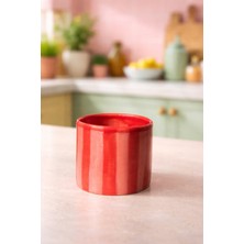 Kabile Çizgili Seramik Bardak Kupa El Yapımı