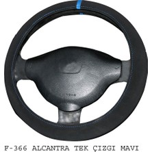 PINUKS Direksiyon Kılıfı Poşetli Geçme 38CM Alcantra Tek Çizgi Mavi Adet