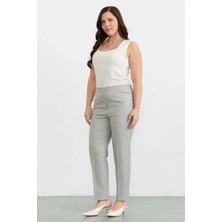 Selen Büyük Beden Kare Cep Gizli Lastikli Pantolon  /  Gri