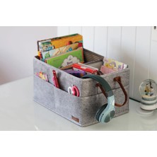 Gültekin 3 Gözlü Deri Şeritli Çok Amaçlı Düzenleyici Organizer Kutu Keçe Sepet 03860