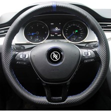 PINUKS Direksiyon Kılıfı Dikmeli Karbon Yüzük Mavi Ip Adet