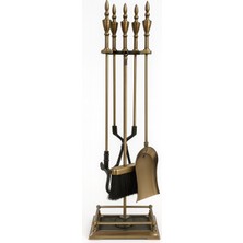 Taş Devri Şömine Ve Doğal Taş 5'li Antik Pirinç Dövme Demir Şömine Aksesuar ve Bakım Seti Taş Devri Şömine