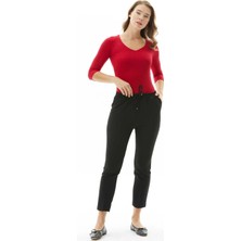 Selen Beli Bağcıklı Boru Paça Pantolon  /  Siyah