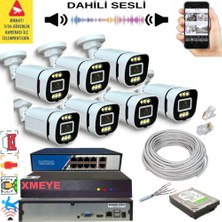 Bises 7 Li Yapay Zeka Destekli 5 Mp Görüntü Poe Bağlantılı Sesli 6 Warm LED Gece Renkli Ip Kamera Seti 4386WS