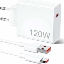 120W Şarj Aleti Hızlı Çift Turbo Şarj Aleti Seti Beyaz Midastech