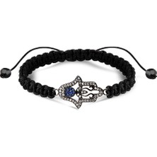 Kuyumcudükkanı Kuyumcudukkani "hamsa"makrome Ipli Bileklik- 40054-B-W-BLK