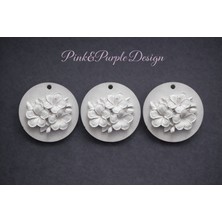 Pink & Purple Hobi Amaçlı Boyanabilir Dıy Dekoratif 3'lü Duvar Süsü (Boyasız ve Aksesuarsız)