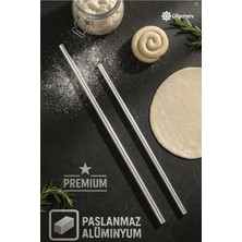 PremiumPort 2'li Alüminyum Paslanmaz Metal Oklava Seti, 60-90 Cm, Pratik ve Dayanıklı