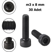 Venoa m3X8 Alyan Başlı Imbus Civata 8.8 Kalite Dın 912 Siyah - 30 Adet