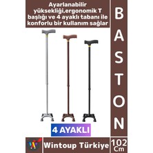 Wintoup #baston Ergonomik T Saplı Yaşlı Denge Yürüyüş Yürüme Desteği 4 Ayaklı Ayarlanabilir Destek Bastonu