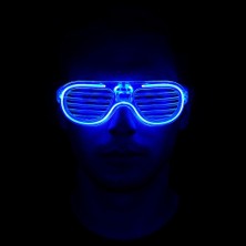 Markaon Mavi LED Işıklı Parti Gözlüğü - Neon Glow Şerit Gözlük 3 Modlu
