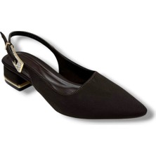 C-Shoes HK800-26 Süet Kısa Kare Topuk Arkası Açık Kadın Ayakkabı