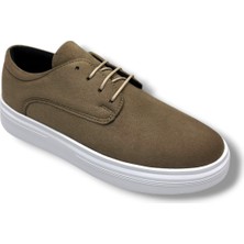 Conteyner 596-26SÜET Deri Bağcıklı Casual Erkek Ayakkabı Vizon Beyaz