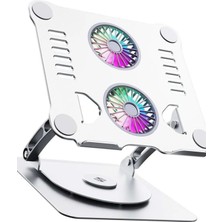 Gampus Metal Laptop Standı 360 Derece Dönebilir Rgb Çift Fanlı Premium Tablet Laptop Notebook Standı