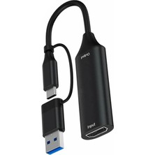 Gampus 2in1 HDMI Video Capture Card USB & Type-C Çift Girişli Kayıt Kartı Video Yakalama Adaptörü