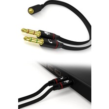 Gampus 3.5mm Kulaklık Mikrofon Ayırıcı Kablo Aparat 3.5mm Dişi 2x3.5mm Erkek Kulaklık Mic Audio Dönüştürücü