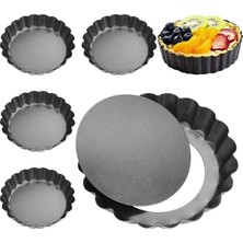 PremiumPort 6 Adet 10 cm Yanmaz Yapışmaz Tart Kalıbı, Taban Kaldırmalı, Kullanışlı Set
