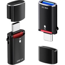 Gampus Portatif Tasarım Taşınabilir Kapaklı Type-C USB Dönüştürücü Sd Kart Okuyucu 2in1 Tak Çalıştır