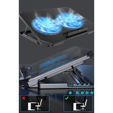 TechnoStation 2 Gözlü Büyük Fanlı Laptop Soğutucu Stand Yükseklik Ayarlı Geniş Laptop Fanı