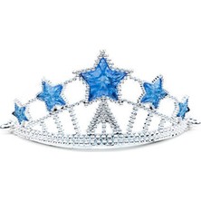 Markaon Yıldız Şekilli Elsa Prenses Kraliçe Tacı Mavi Renk Çocuk Boy 5X17 cm