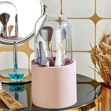 Ulu Pazarlama Pembe Renkli Bölmeli Makyaj Organizeri, Şeffaf Kapaklı