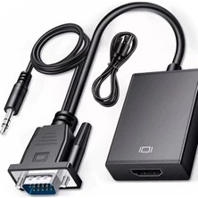 TechnoStation VGA To HDMI Çevirici Adaptör Aux Bağlantılı Portatif Tasarım 2in1 Tv Pc Dönüştürücü Cihazı