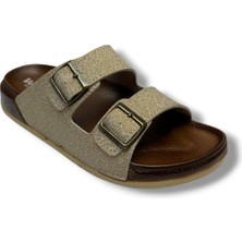 Witta 55206-26 Simli Deri Çift Bant Anatomik Kadın Terlik 36-40