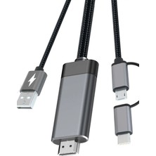 Gampus 3 In 1 USB To Hdtv Cable Görüntü Aktarıcı Portatif Tasarım Çoklu Görüntü Aktarma Kablosu