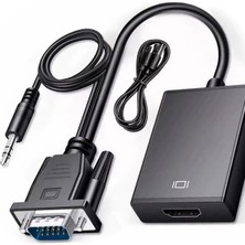 Gampus VGA To HDMI Çevirici Adaptör Aux Bağlantılı Portatif Tasarım 2in1 Tv Pc Dönüştürücü Cihazı