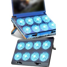 TechnoStation 8 Fanlı Portatif Soğutucu Laptop Standı USB Giriş Oyuncu Ofis Laptop Soğutma Cihazı