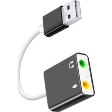 Gampus USB Harici Ses Kartı 3.5mm Kulaklık ve Mikrofon Girişli Çevirici Adaptör USB To 2x 3.5mm Jack