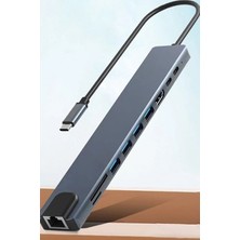Gampus 10'u 1 Arada Type-C Dönüştürücü Çevirici Cihazı Çoklu Dönüştürücü VGA Rj-45 USB Dönüştürücü