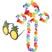 Markaon Renkli Ananas Gözlük, Taç, Kolye ve Bileklik Seti