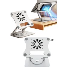 TechnoStation 360° Dönebilen Metal Katlanabilir Kendinden Soğutuculu Laptop Notebook Laptop Standı Yeni Nesil