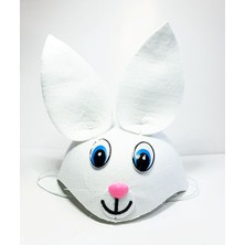 Markaon Beyaz Renk Kulaklı Tavşan Şapkası Hayvan Şapkası