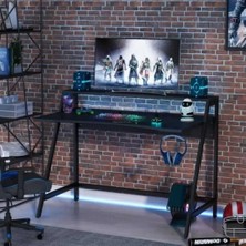 Zeronex Modern Gaming Masa Kulaklık Askılı Monitör Standlı Çalışma Masası Metal Ayaklı Bilgisayar Masası