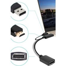 TechnoStation Çok Fonksiyonlu USB Güç Kaynağı, Bilgisayarlarıçin HDMI Display Dönüştürücü Cihazı Aparatı