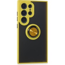 Brc Design Galaxy S24 Ultra Kılıf Montreal Yüzüklü Kapak - Sarı