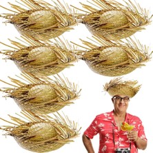 Markaon Tropikal Parti Naturel Hasır Hawaii Şapkası 13X36 cm