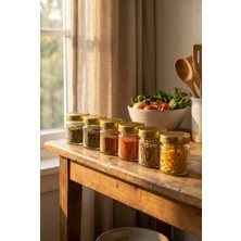 Zuri Design Cam Kavanoz Altın Kapaklı Şeffaf Cam Saklama Kavanozu 355 cc