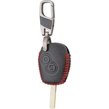 Ulu Pazarlama 2 Tuşlu Deri Anahtar Kılıfı (Dacia Logan, Sandero, Duster ile Uyumlu)